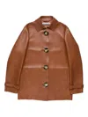 Acne Studios Leather Buttoned Coat In Brown