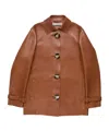 Acne Studios Leather Buttoned Coat In Brown
