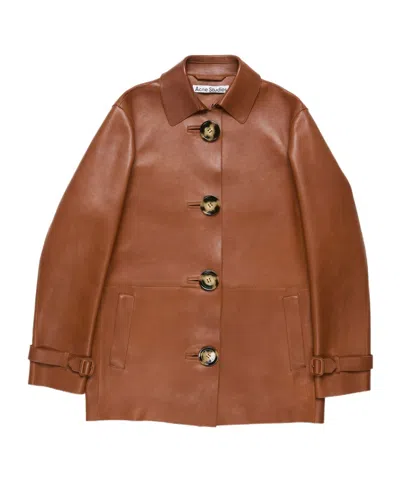 ACNE STUDIOS LEATHER BUTTONED COAT