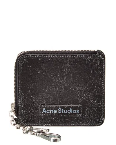 Acne Studios Leather Card Case In Grey