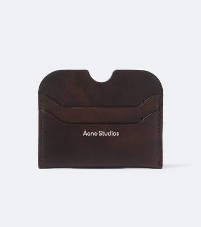 Acne Studios Leather Card Holder In Brown