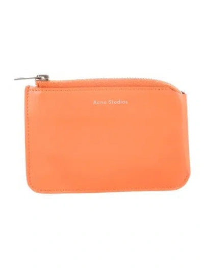 Pre-owned Acne Studios Leather Card Holder In Orange