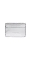Acne Studios Aroundy Luxe Crinkled Metallic Leather Card Holder In Silver