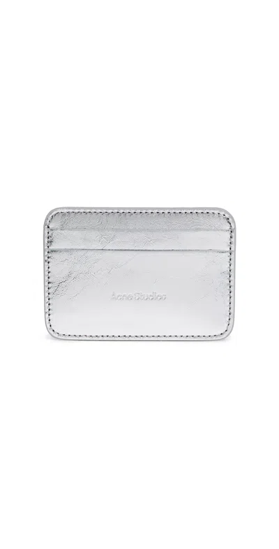 ACNE STUDIOS LEATHER CARD HOLDER SILVER