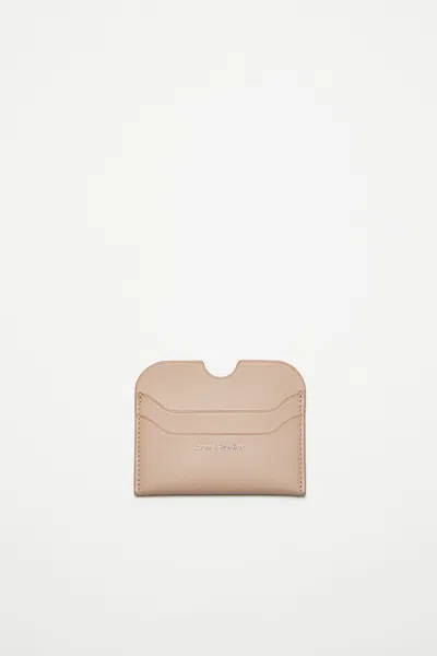 Acne Studios Leather Card Holder In Taupe Beige