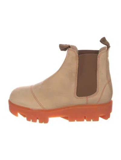 Pre-owned Acne Studios Leather Chelsea Boots In Brown/neutrals/orange