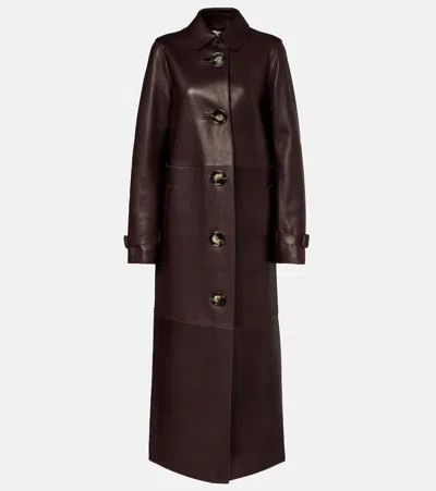 Acne Studios Leather Coat In Brown