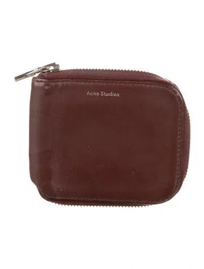 Pre-owned Acne Studios Leather Coin Pouch In Burgundy