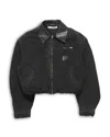 Acne Studios Appliquéd Leather-trimmed Distressed Cotton-twill Jacket In Black