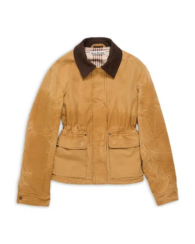 Acne Studios Leather Collar Jacket In Brown