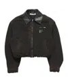 Acne Studios Appliquéd Leather-trimmed Distressed Cotton-twill Jacket In Black