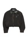 Acne Studios Appliquéd Leather-trimmed Distressed Cotton-twill Jacket In Brown