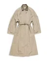 Acne Studios Long Jacket Belted Waist Contrast Collar Pockets In Multi
