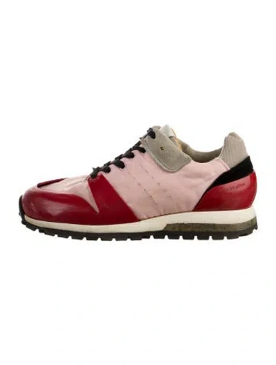 Pre-owned Acne Studios Leather Colorblock Pattern Athletic Sneakers In Red