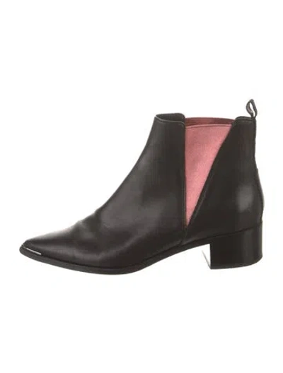 Pre-owned Acne Studios Leather Colorblock Pattern Chelsea Boots In Black
