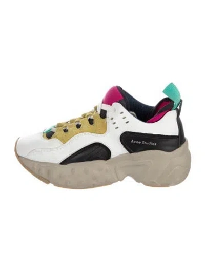 Pre-owned Acne Studios Leather Colorblock Pattern Chunky Sneakers In White