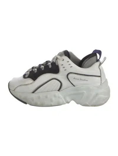 Pre-owned Acne Studios Leather Colorblock Pattern Chunky Sneakers In White