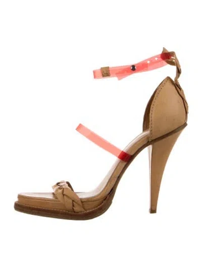 Pre-owned Acne Studios Leather Colorblock Pattern Sandals In Gold