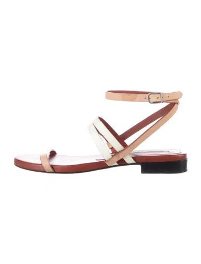 Pre-owned Acne Studios Leather Colorblock Pattern Slingback Sandals In Neutrals