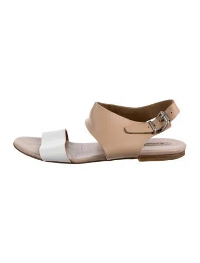 Pre-owned Acne Studios Leather Colorblock Pattern Slingback Sandals In White