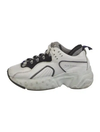 Pre-owned Acne Studios Leather Colorblock Pattern Sneakers In White