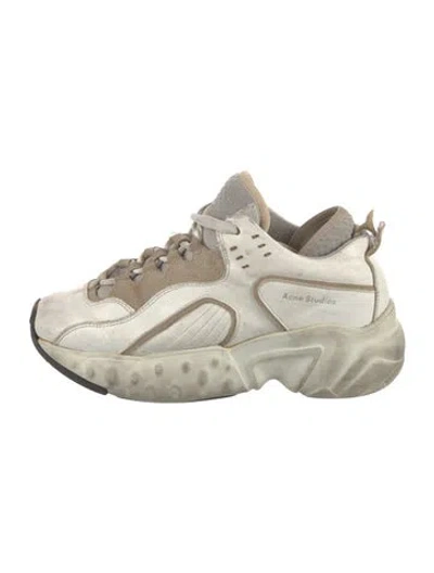 Pre-owned Acne Studios Leather Colorblock Pattern Sneakers In White