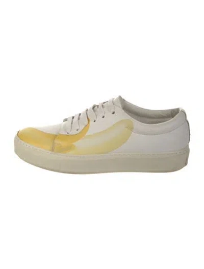 Pre-owned Acne Studios Leather Colorblock Pattern Sneakers In White