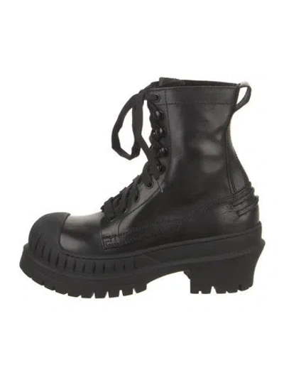 Pre-owned Acne Studios Leather Combat Boots In Black