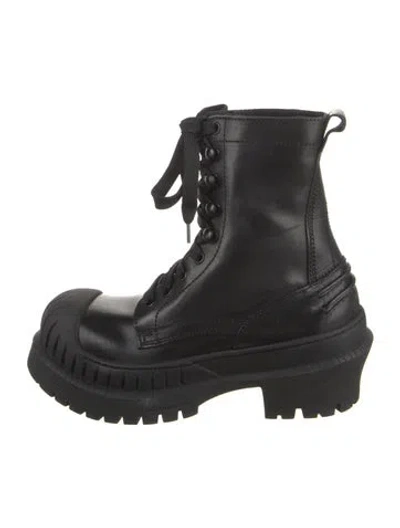 Pre-owned Acne Studios Leather Combat Boots In Black
