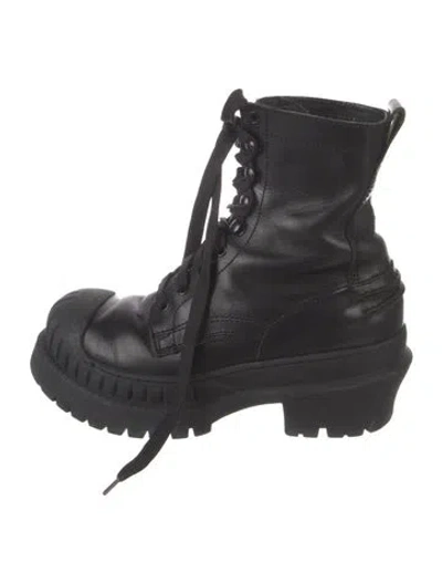 Pre-owned Acne Studios Leather Combat Boots In Black