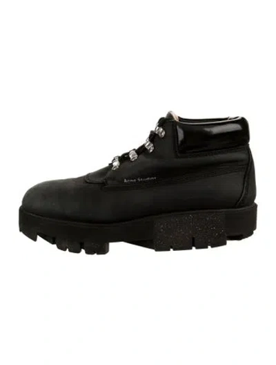 Pre-owned Acne Studios Leather Combat Boots In Black