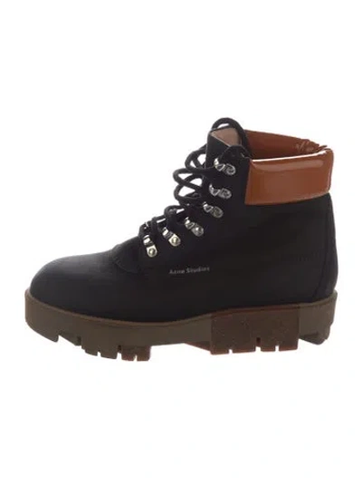 Pre-owned Acne Studios Leather Combat Boots In Black/neutrals