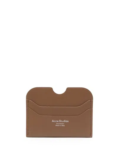 Acne Studios Leather Credit Card Case In Brown