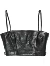 Acne Studios Leather Bustier Top In Schwarz