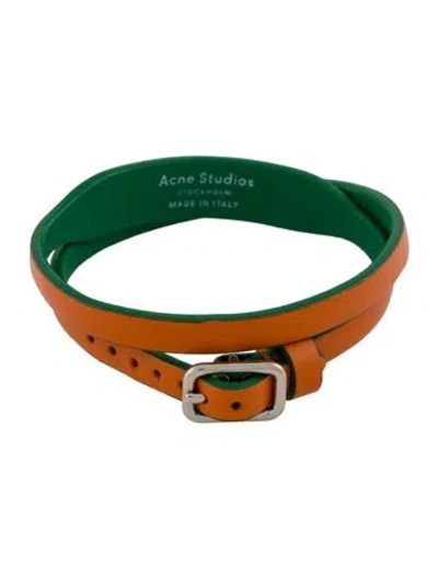 Pre-owned Acne Studios Leather Double Wrap "ametrix" Bracelet In Multi