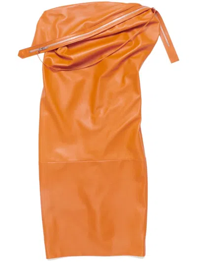 Acne Studios Leather Dress In Apricot Orange