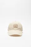 Acne Studios Leather Face Patch Cap In Oatmeal Melange
