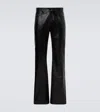 Acne Studios Flared Panelled Leather Trousers In Black
