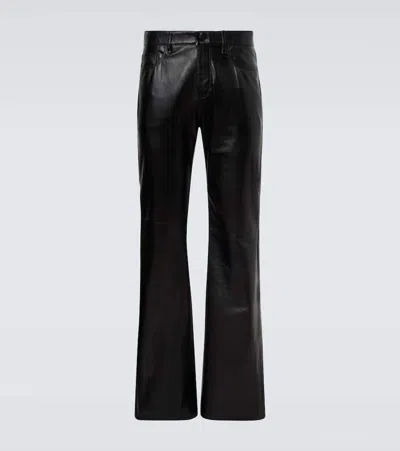 Acne Studios Leather Flared Pants In Black