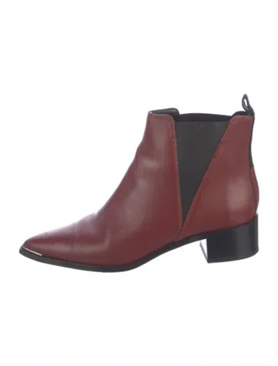 Pre-owned Acne Studios Leather Grosgrain Trim Chelsea Boots In Burgundy