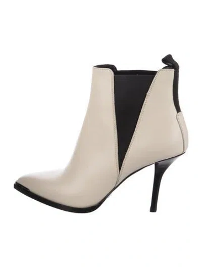Pre-owned Acne Studios Leather Grosgrain Trim Chelsea Boots In Neutrals