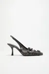 Acne Studios Leather Heel Slingbacks In Black,white