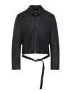 Acne Studios Belted Leather Jacket In Black