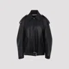 Acne Studios Leather Jacket With Belted Waist And Epaulettes In Black