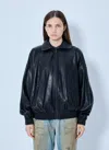 Acne Studios Leather Zip Front Jacket In Black