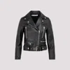 Acne Studios Zip Up Biker Jacket In Black Leather In Black