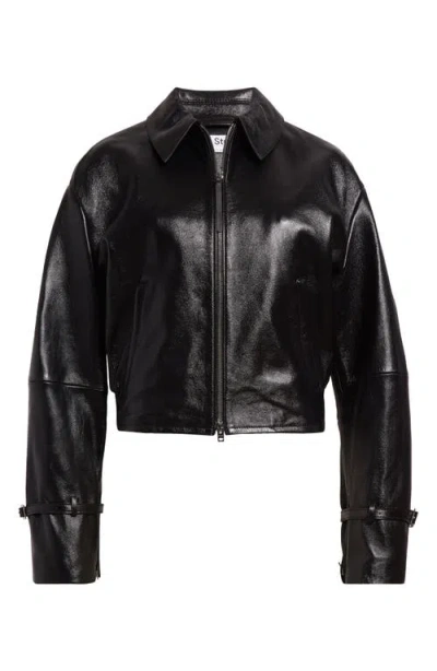 Acne Studios Zip-up Leather Jacket In Black