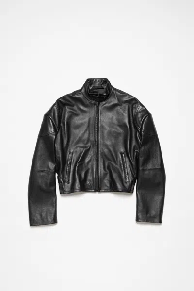 Acne Studios Logo-embossed Leather Jacket In Black