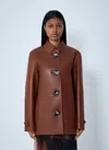 Acne Studios Women Leather Jacket In Brown