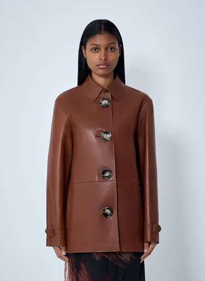 Acne Studios Leather Jacket In Brown